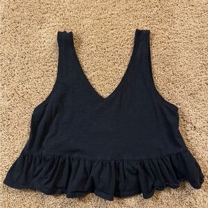 Wild Fable Black V-Neck Ruffle Tank Top